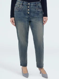 Jeans Barrel con punti luce colorati