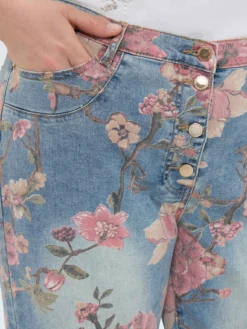 Jeans Barrel con stampa floreale