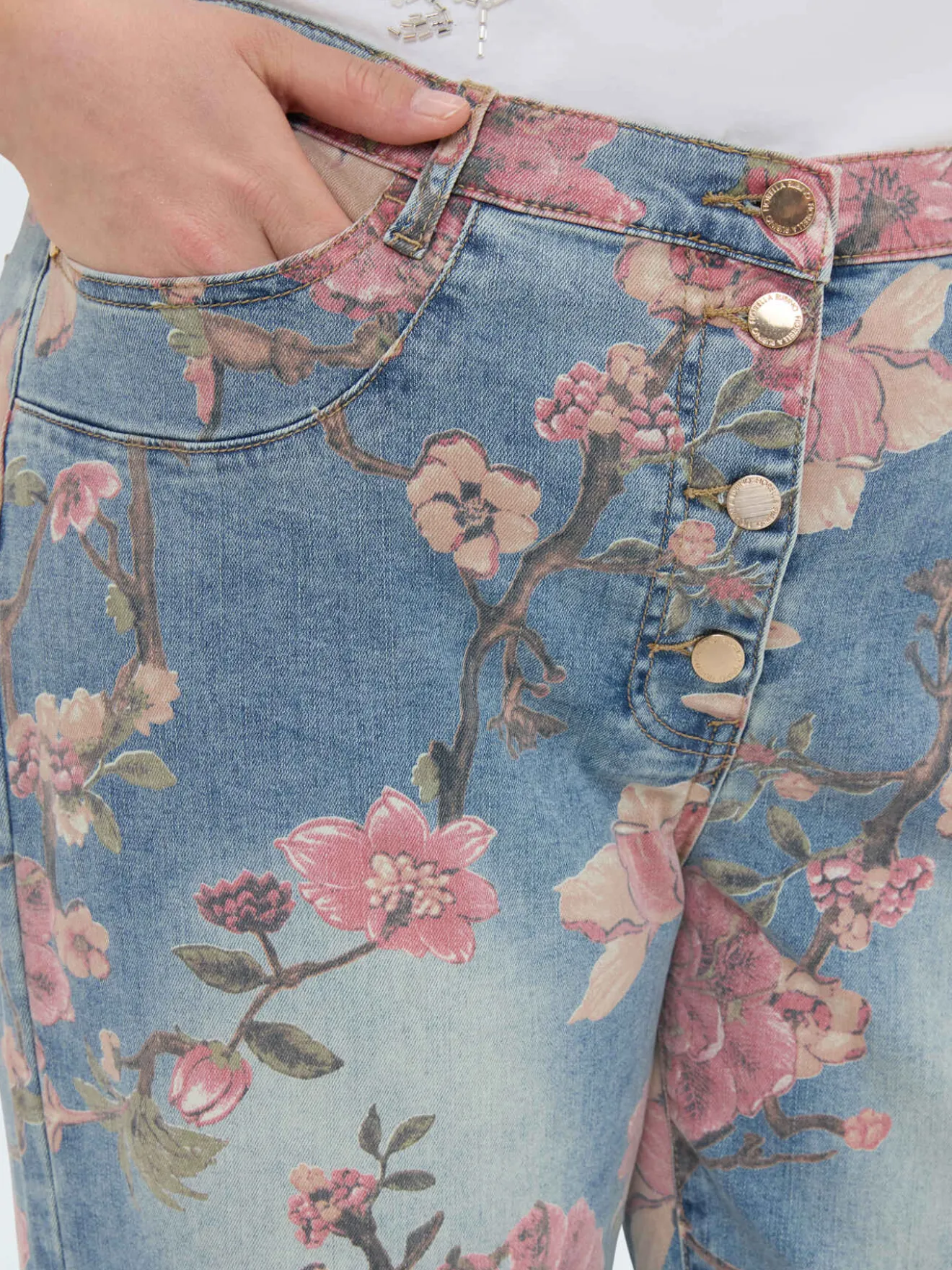 Jeans Barrel con stampa floreale