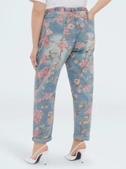 Jeans Barrel con stampa floreale