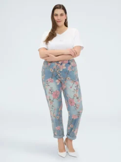 Jeans Barrel con stampa floreale