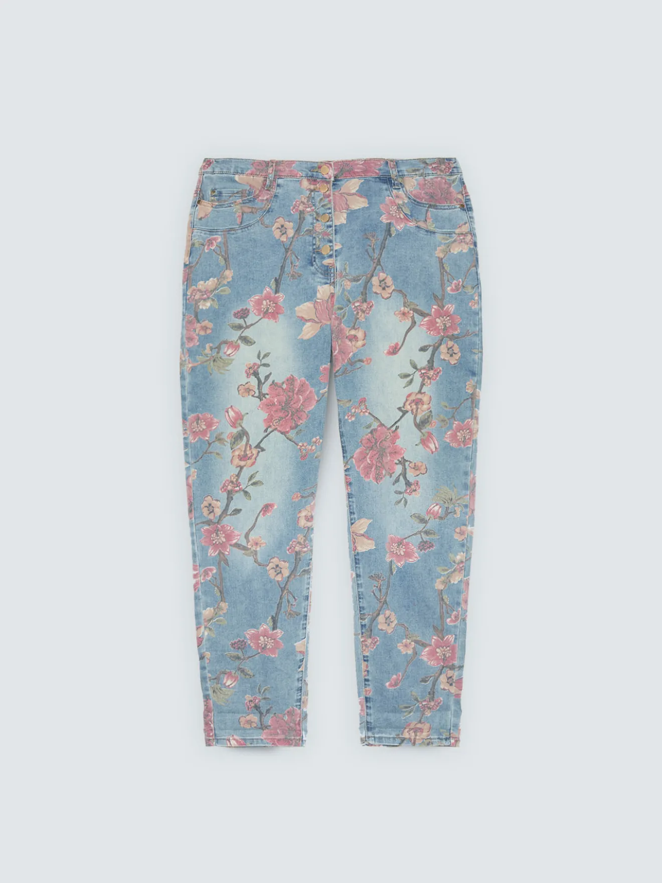 Jeans Barrel con stampa floreale