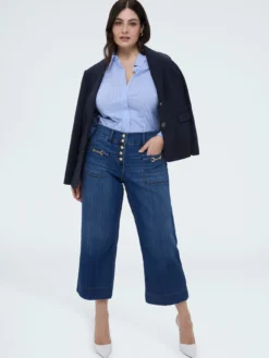 Jeans cropped con dettaglio catenella sulle tasche