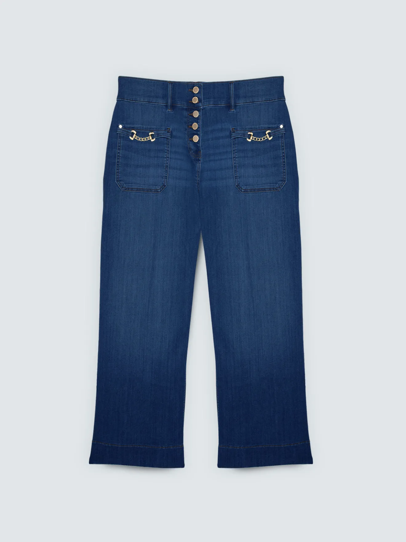 Jeans cropped con dettaglio catenella sulle tasche
