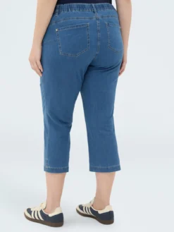 Jeans cropped in denim con spacchetti