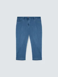 Jeans cropped in denim con spacchetti