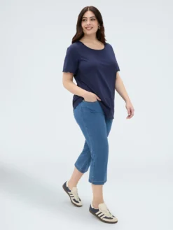 Jeans cropped in denim con spacchetti