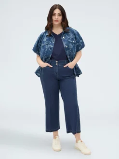 Jeans cropped in denim leggero