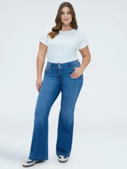 Jeans Flare lavaggio blue effetto stonewashed