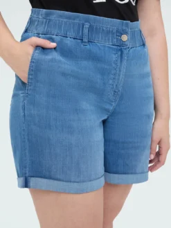 Jeans shorts con vita elasticata