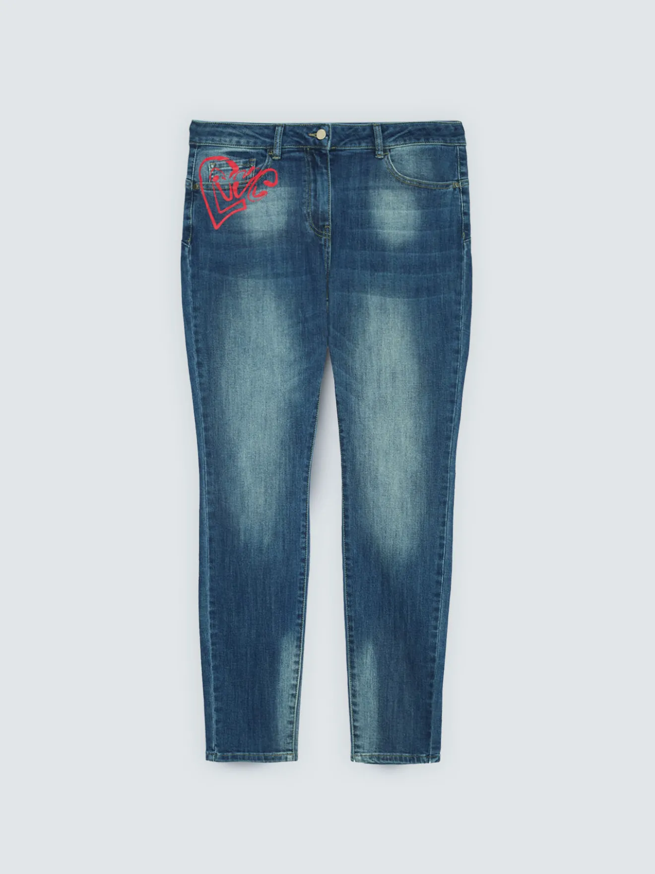 Jeans Skinny con cuore e scritta amour