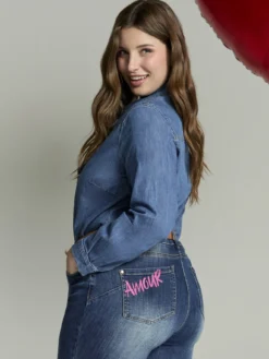 Jeans Skinny con cuore e scritta amour