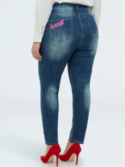 Jeans Skinny con cuore e scritta amour