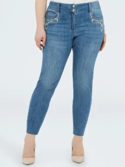 Jeans Skinny con ricamo macramè