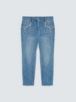 Jeans Skinny con ricamo macramè