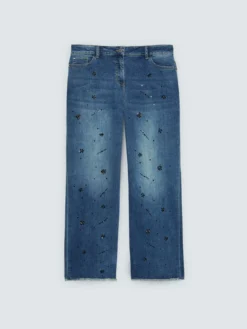 Jeans Straight Leg con applicazioni decorative