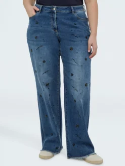Jeans Straight Leg con applicazioni decorative