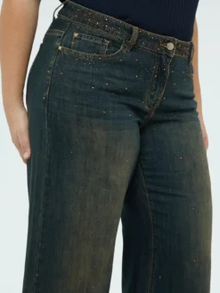 Jeans Wide Leg con applicazioni luminose