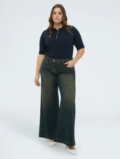 Jeans Wide Leg con applicazioni luminose