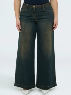 Jeans Wide Leg con applicazioni luminose