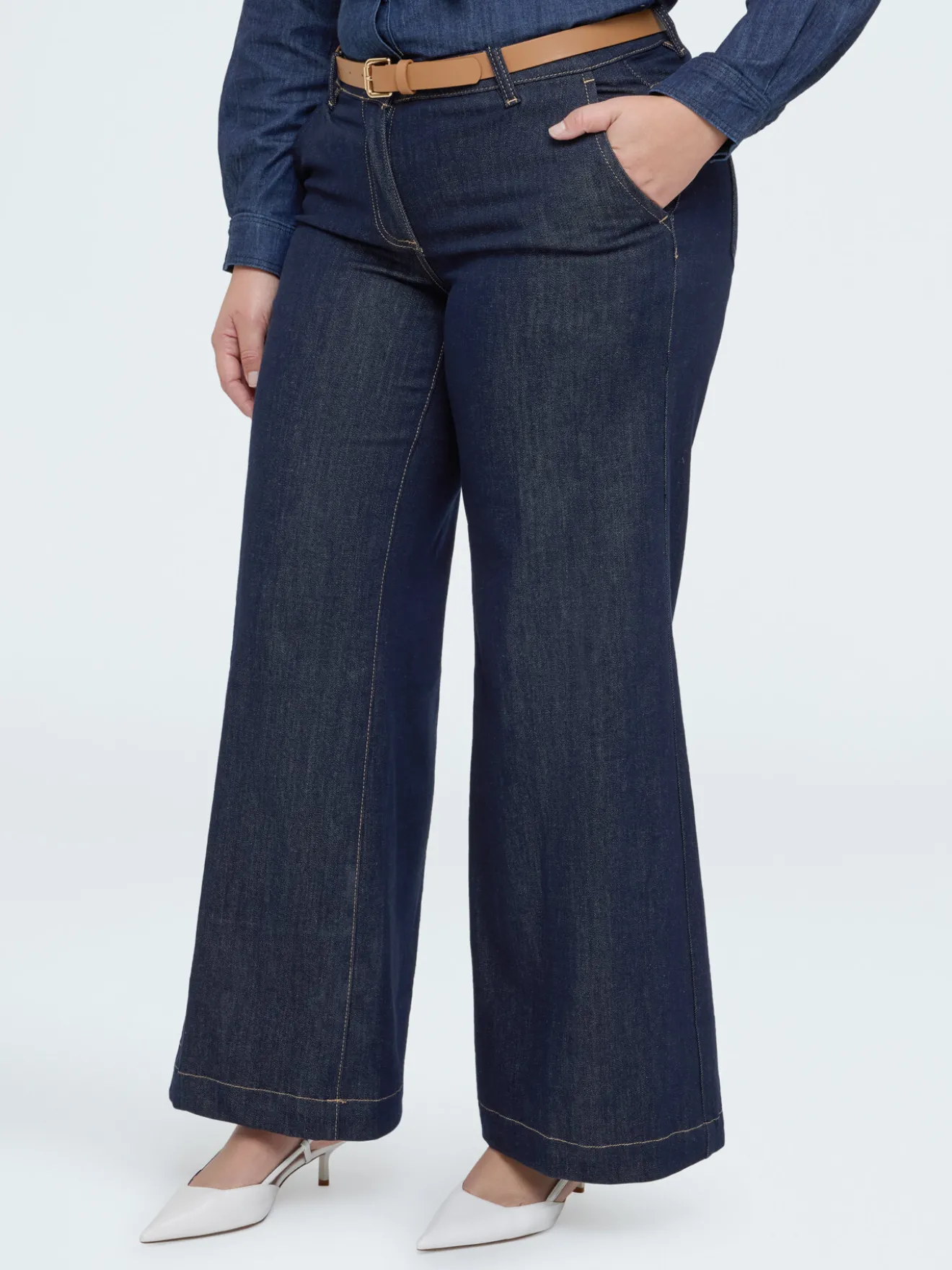 Jeans Wide Leg con cintura rimovibile
