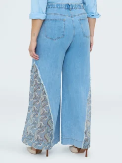 Jeans Wide Leg con inserto bandana