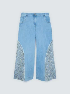 Jeans Wide Leg con inserto bandana