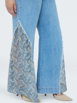 Jeans Wide Leg con inserto bandana