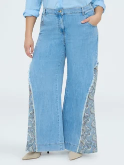Jeans Wide Leg con inserto bandana
