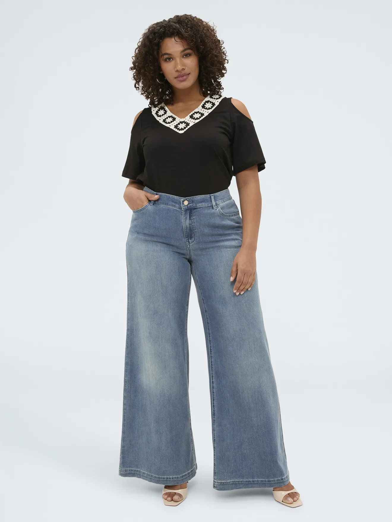 Jeans Wide Leg in denim washed