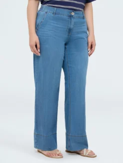 Jeans wide leg in tencel