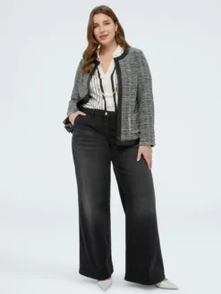 Jeans Wide Leg lavaggio black con charm
