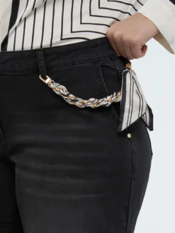 Jeans Wide Leg lavaggio black con charm