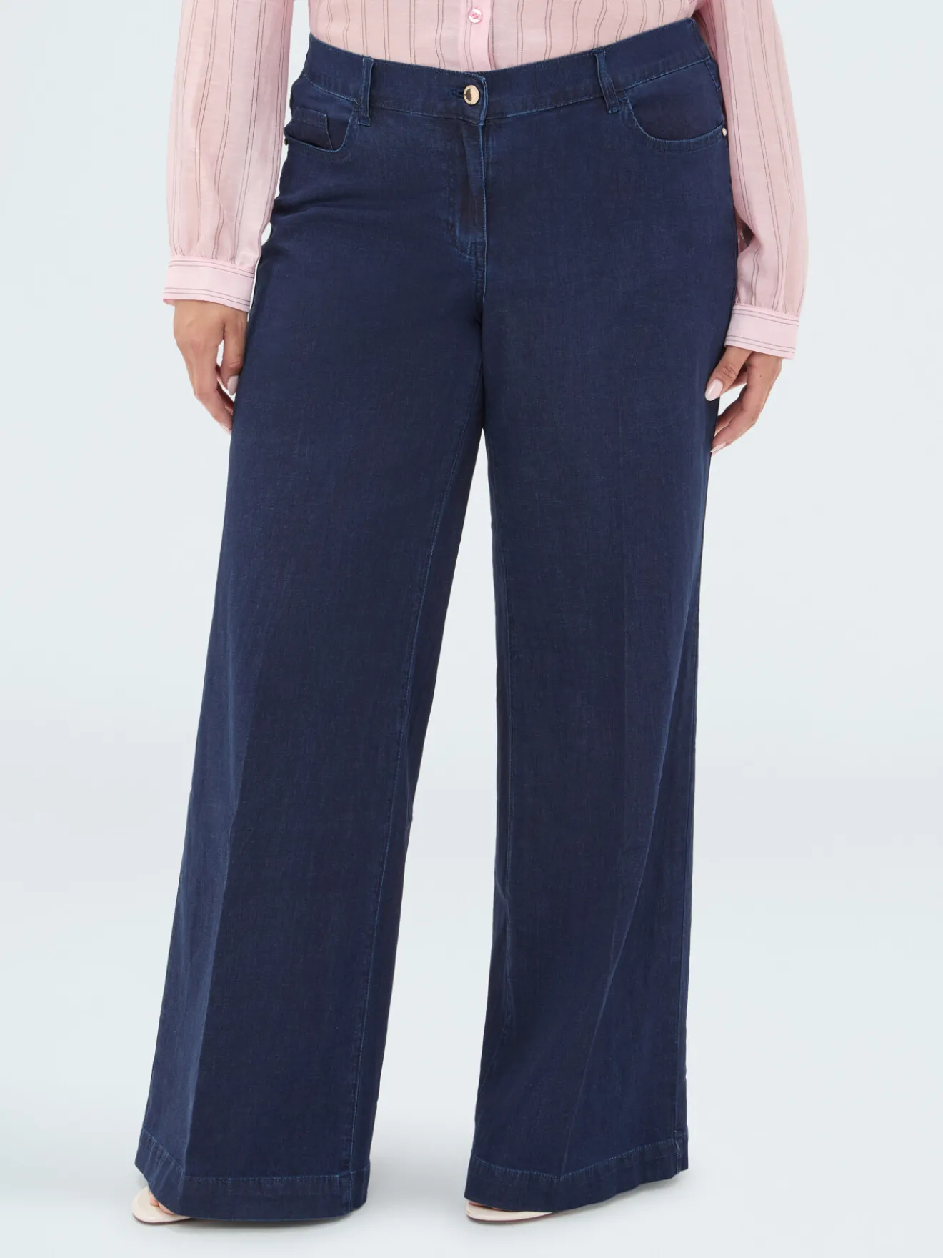 Jeans Wide Leg lavaggio blu navy