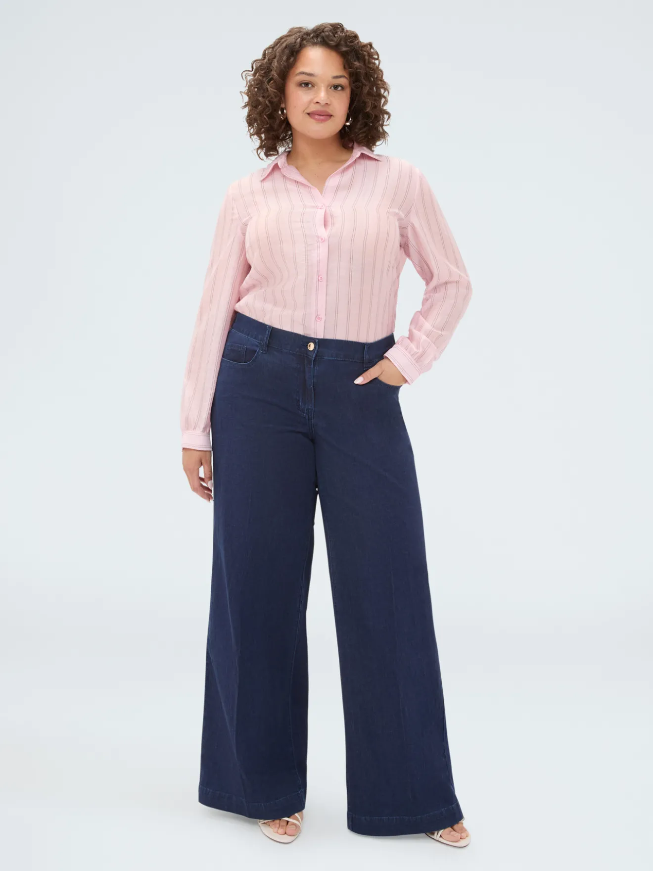 Jeans Wide Leg lavaggio blu navy