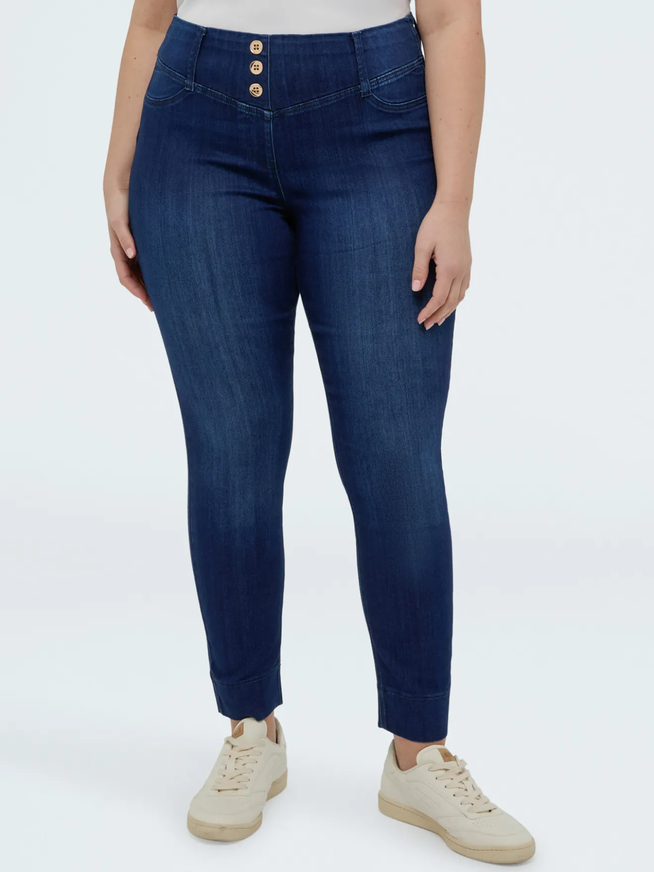 Jeggings dark blue con bottoni decorativi