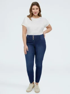 Jeggings dark blue con bottoni decorativi