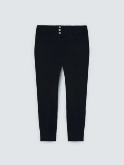 Jeggings in denim black con bottoni decorativi