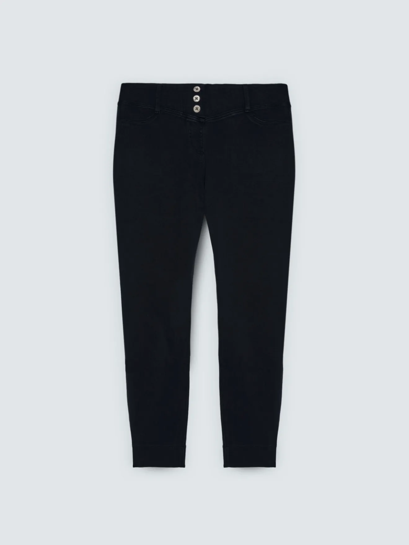 Jeggings in denim black con bottoni decorativi