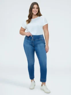 Jeggings in denim con bottoni decorativi