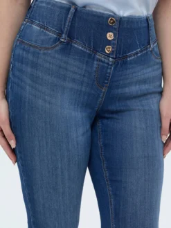Jeggings in denim con bottoni decorativi