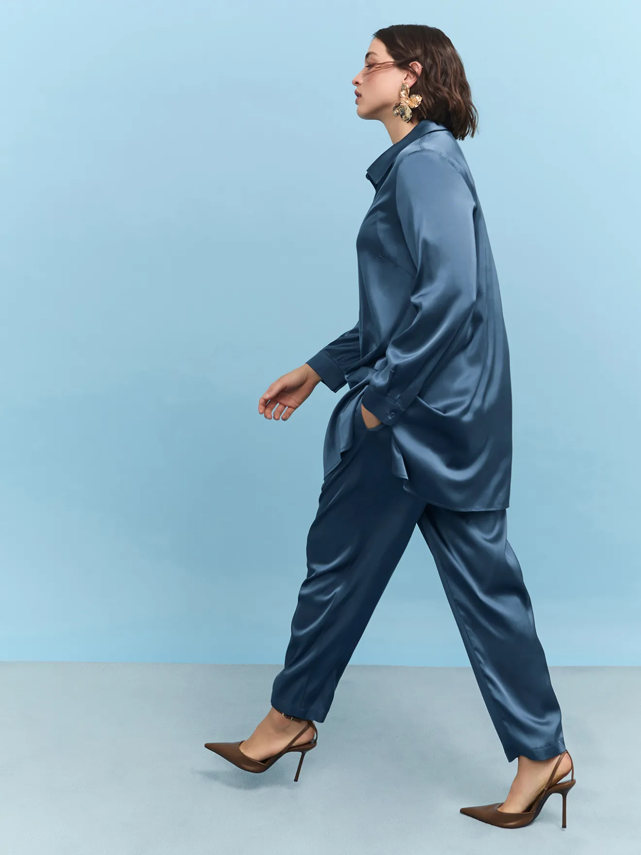 Joggers in raso stretch