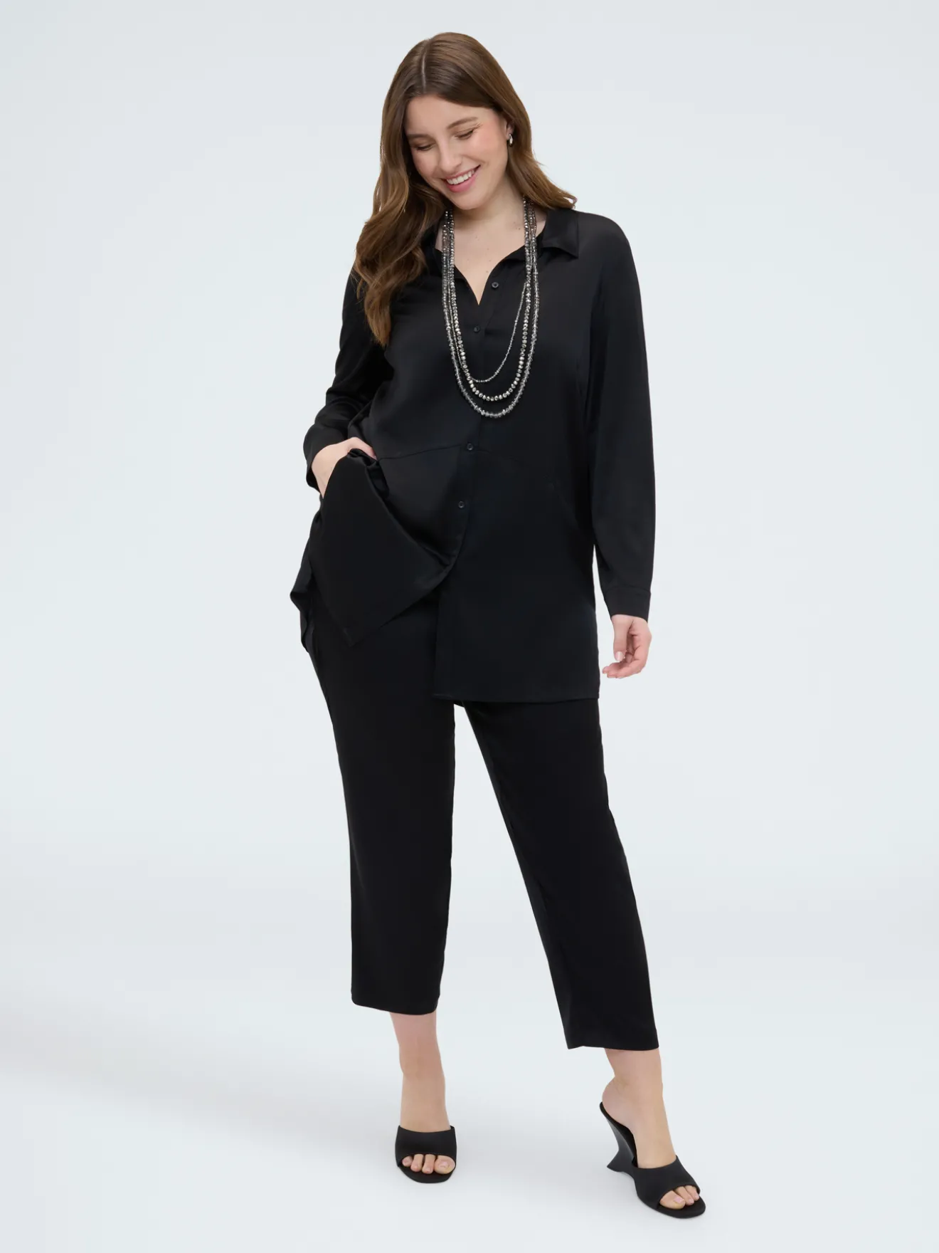 Joggers in raso stretch