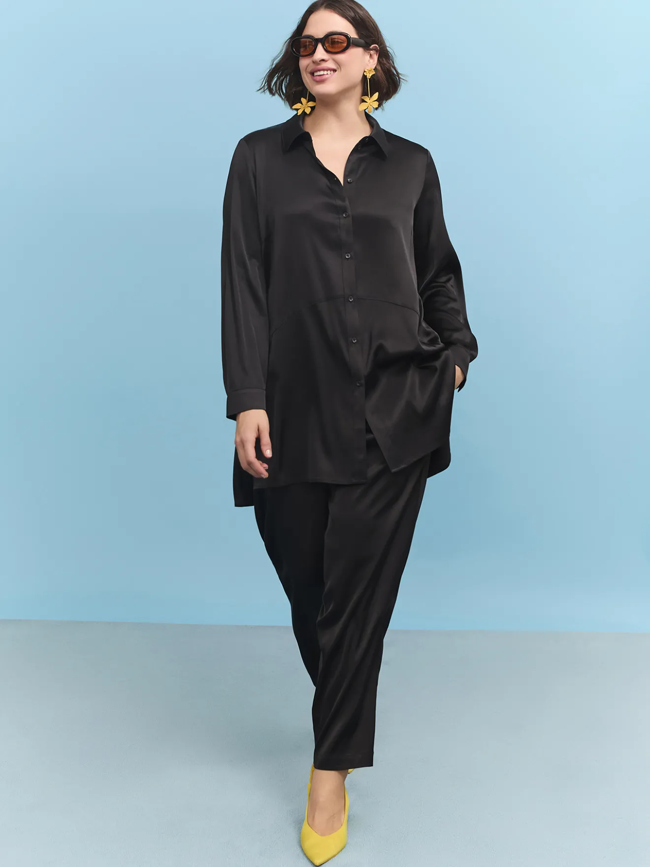 Joggers in raso stretch