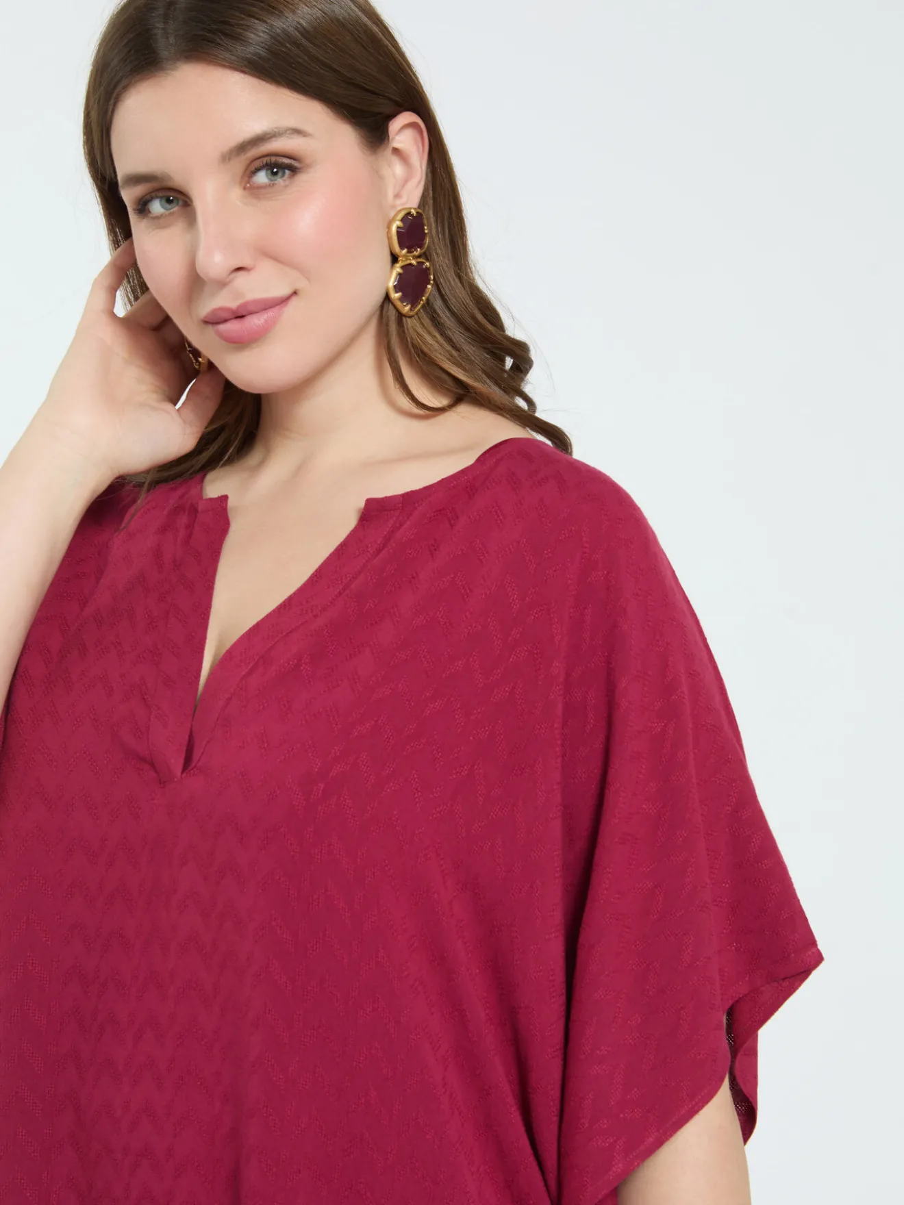 Kaftano chiuso in viscosa jacquard
