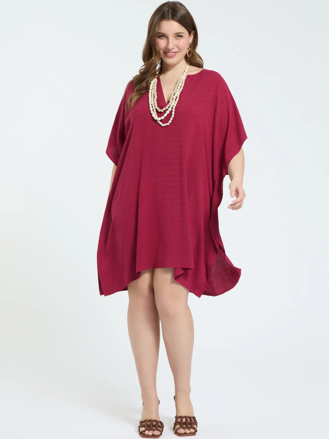 Kaftano chiuso in viscosa jacquard