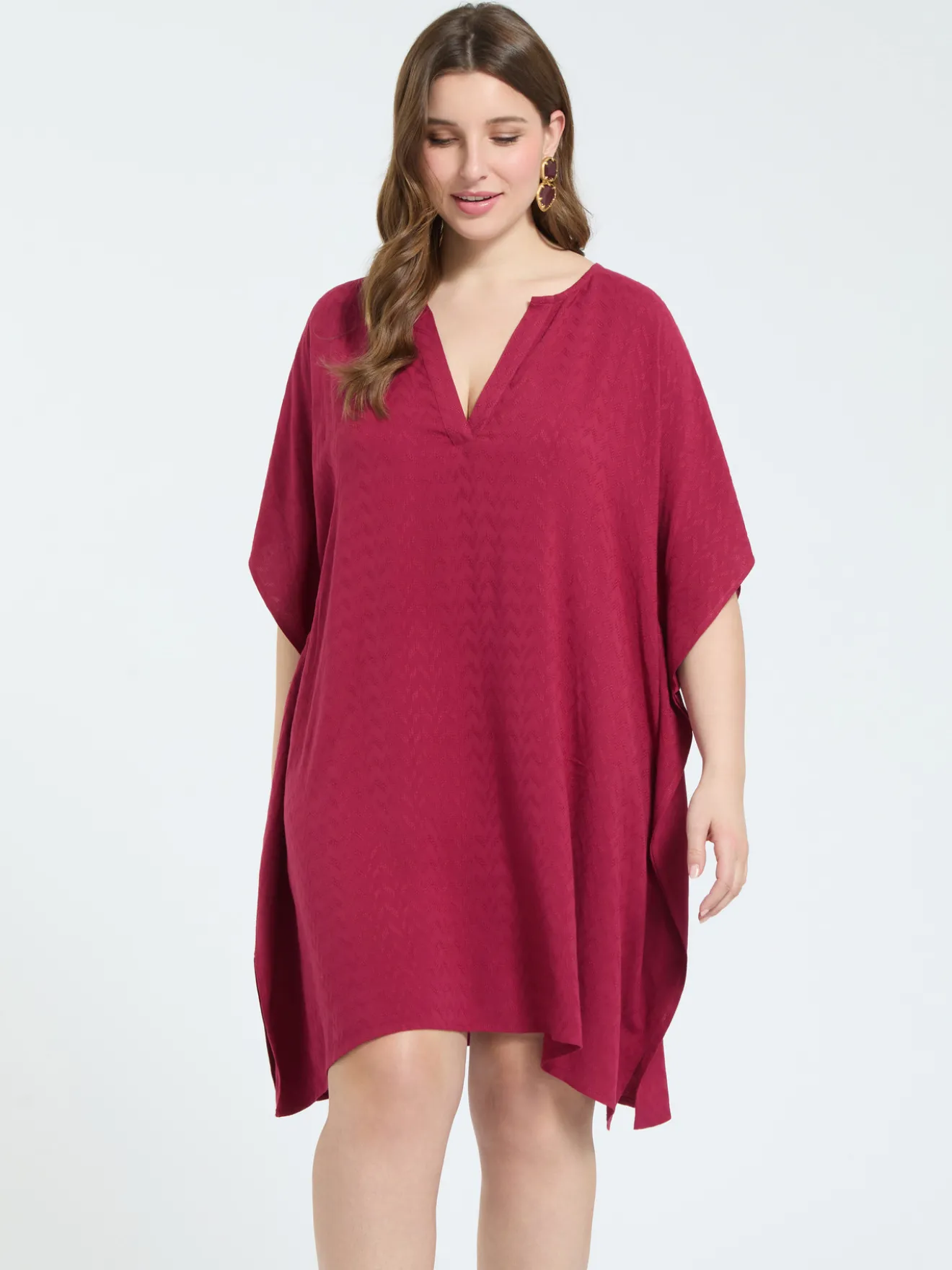 Kaftano chiuso in viscosa jacquard