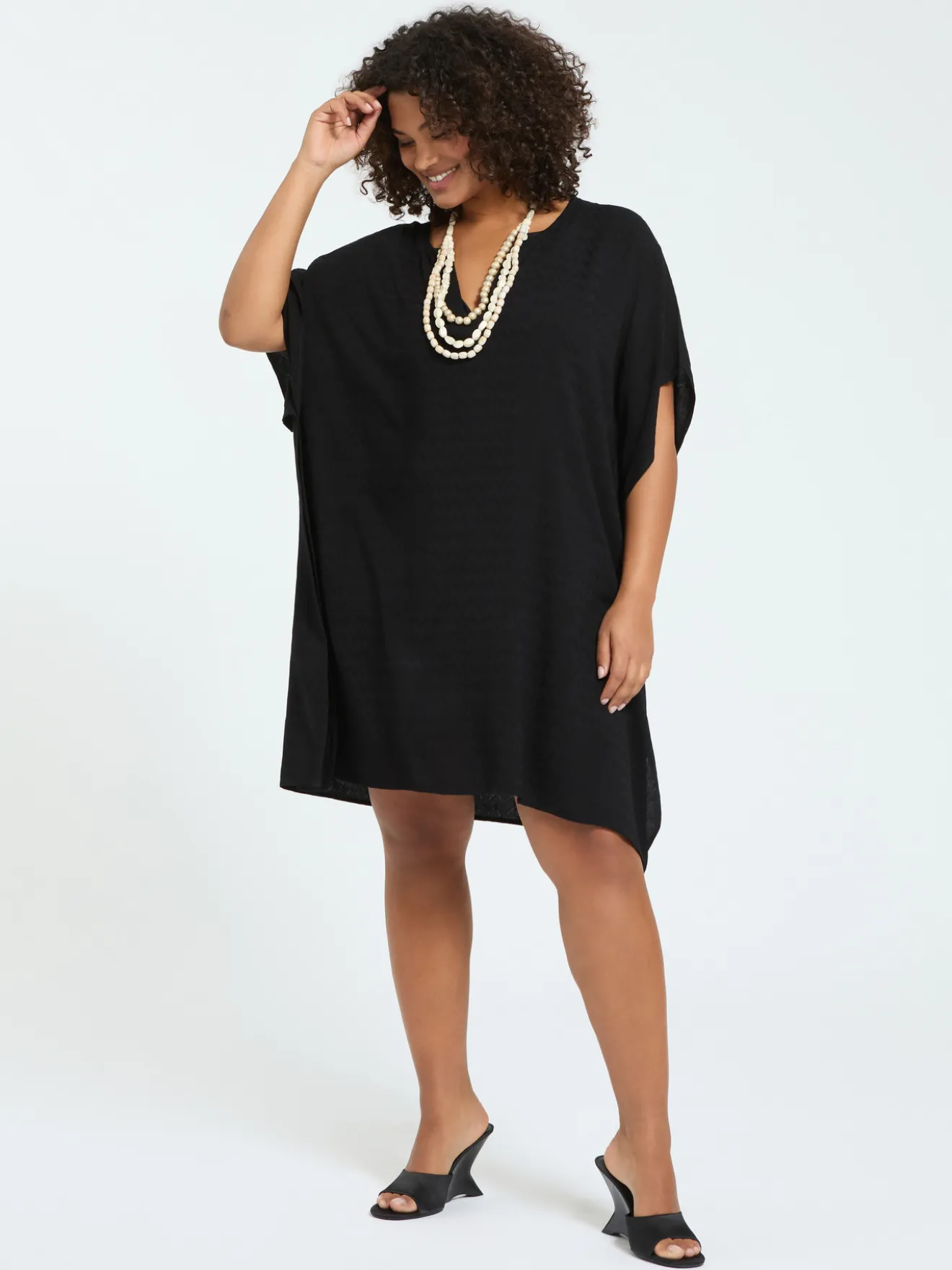Kaftano chiuso in viscosa jacquard
