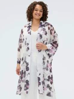 Kaftano in georgette con stampa floreale