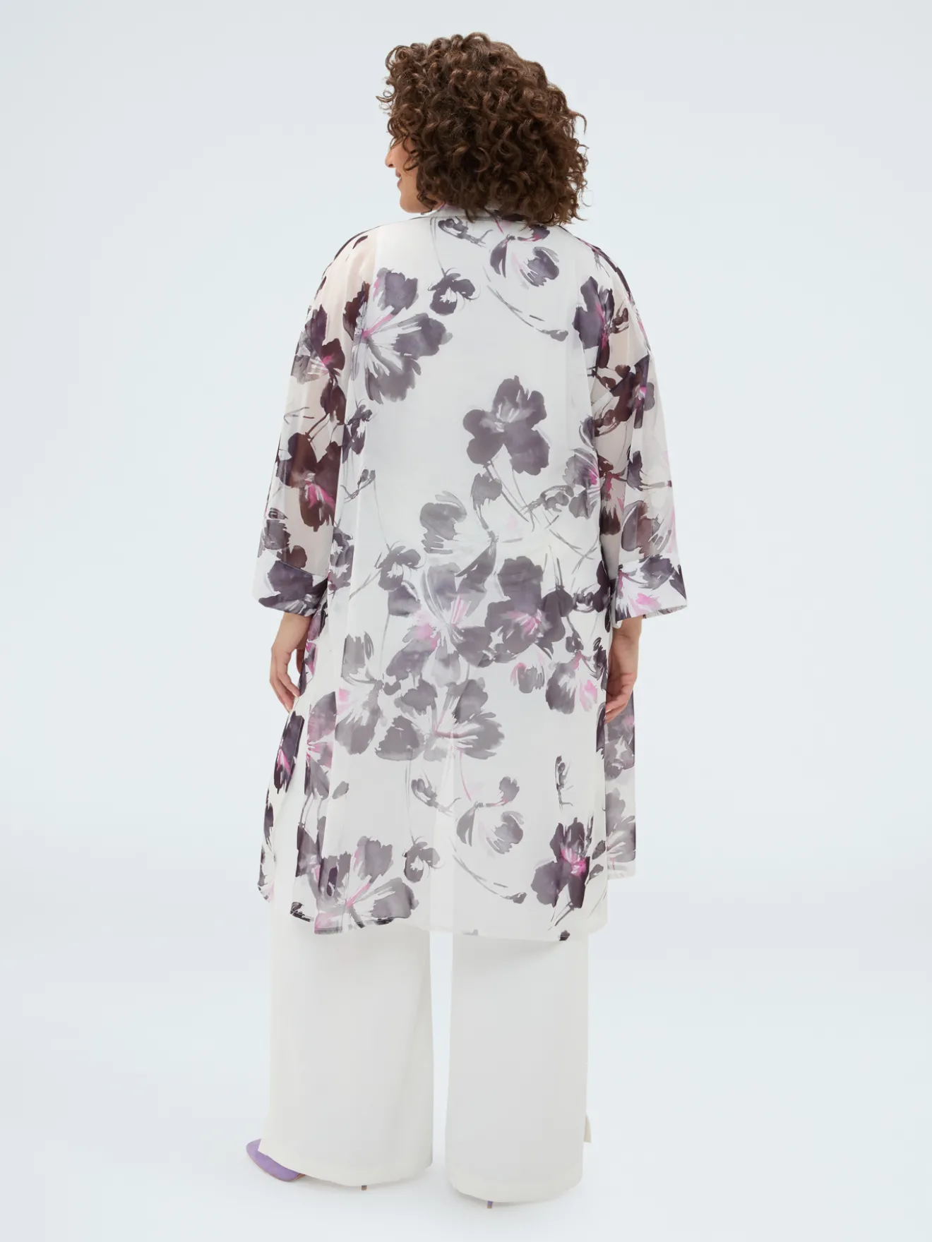 Kaftano in georgette con stampa floreale